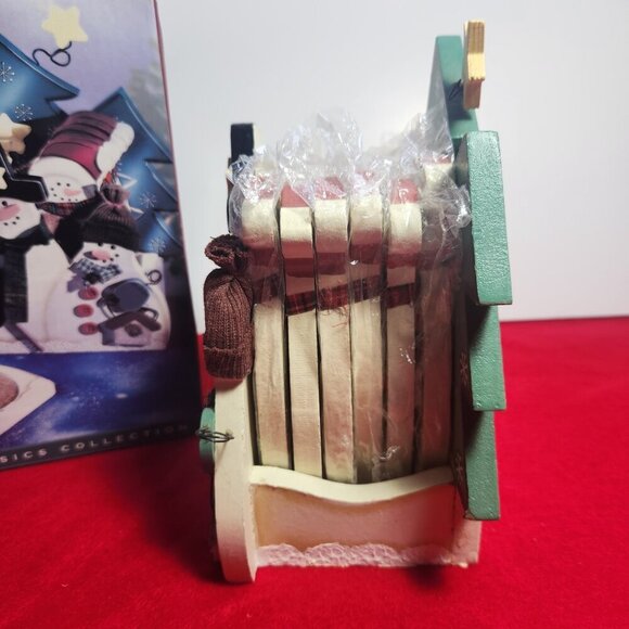 Snowman Coasters Set of 6 with Decorative Holder in Original Box Holiday Classic - Picture 5 of 12